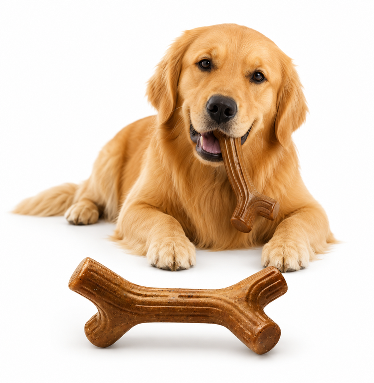 DOG CHEW BROWN/WHITE STICK